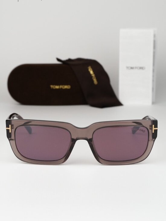 Tom Ford EZRA Women Sunglasses Brown Bordeaux Mirror Rectangle FT1075/S 45U NEW main image 4